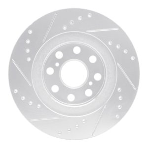 Toyota MR2 Spyder Brake Rotor (1) - Rear Right - R1 Concepts - Drilled & Slotted - Silver - `00-`05